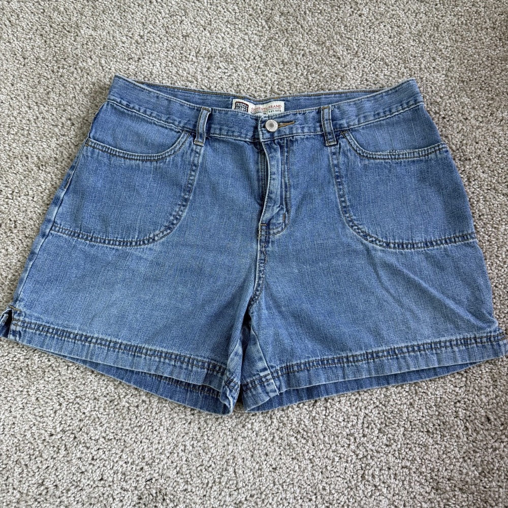 Y2K Faded Glory Utility Denim Shorts Womens 8 Blue Cotton Pockets Summer Casual